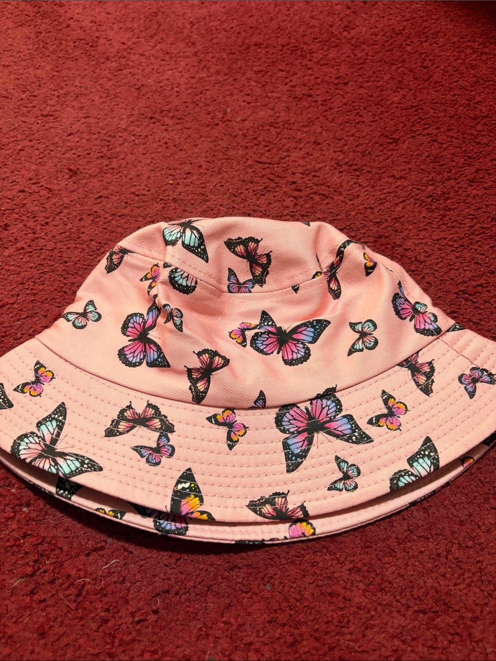 Womans Pink Butterfly Bucket Hat - Cute Sun Hat